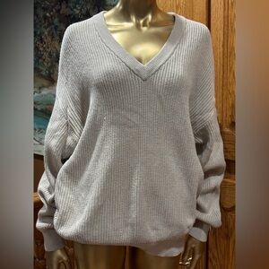 TNA Light Gray V-Neck Sweater
